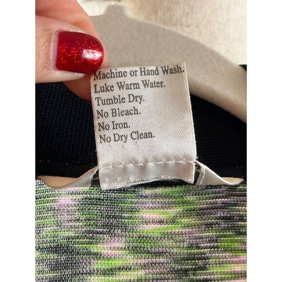 Exclusively Misook Collared Open Knit Cardigan Medium Spacedye Green Career - Picture 7 of 8